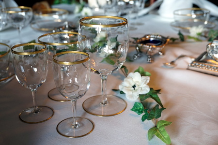 glassware displayed at an estate sale