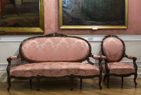 home interior with antique pink furniture