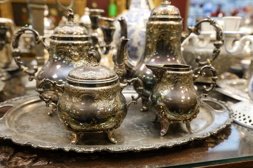 A table with antique goods